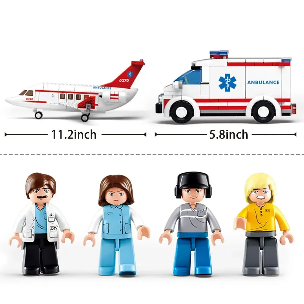 ENHANA City Airplane Station Toy with Ambulance & Workers | 335 Pieces (156 g) - view 6