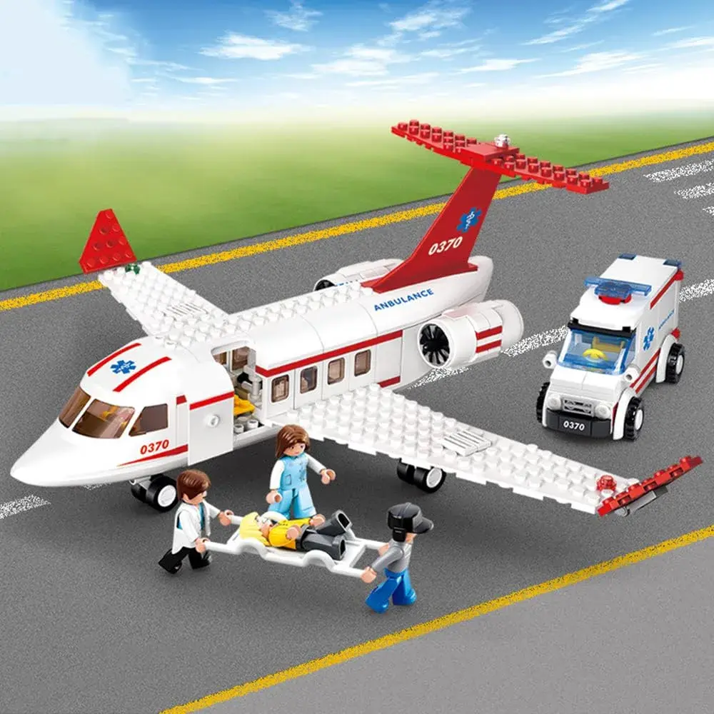 ENHANA City Airplane Station Toy with Ambulance & Workers | 335 Pieces (156 g) - view 2