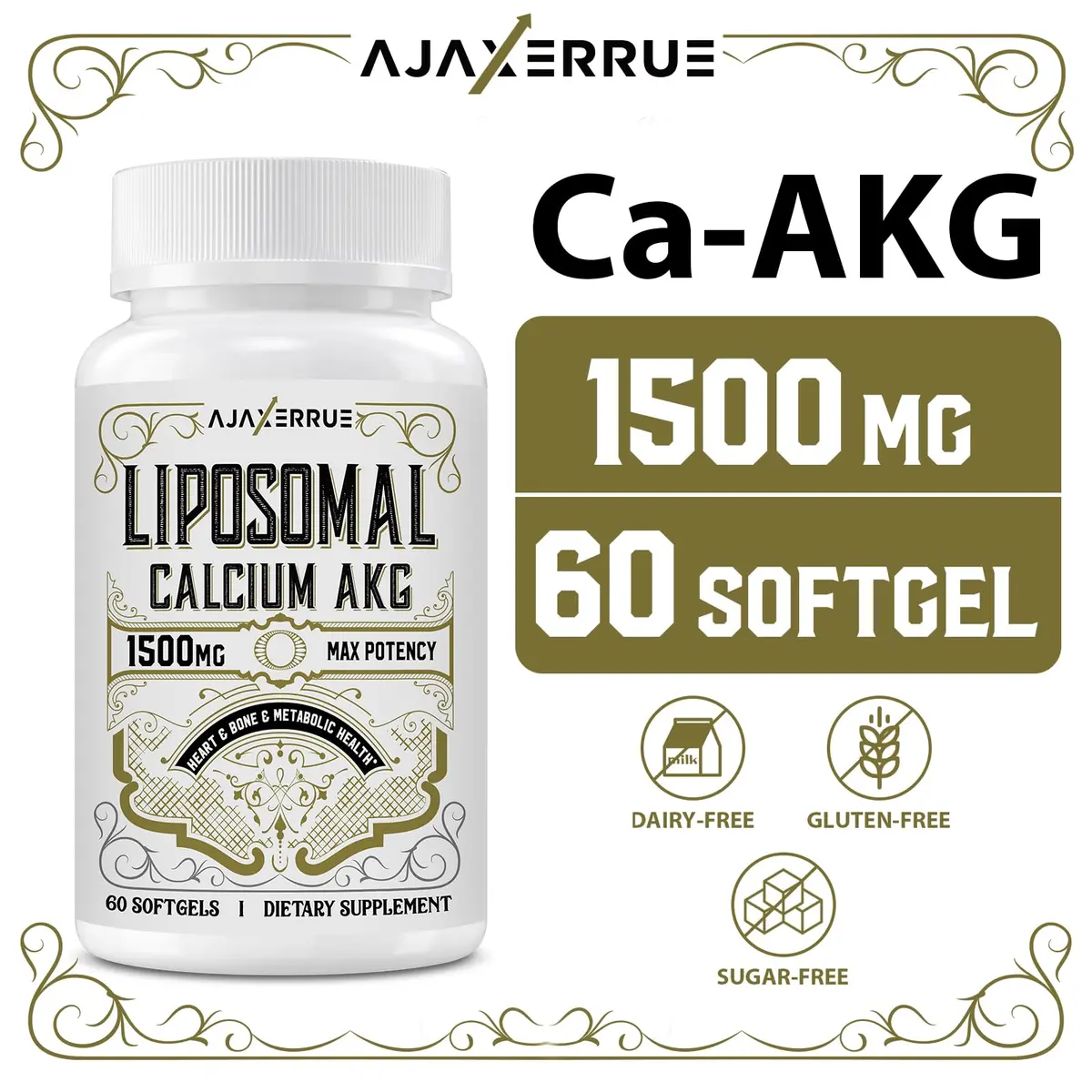 AJAXERRUE Liposomal Calcium AKG Supplement 1500 MG | High Absorption for Longevity & Energy - view 5