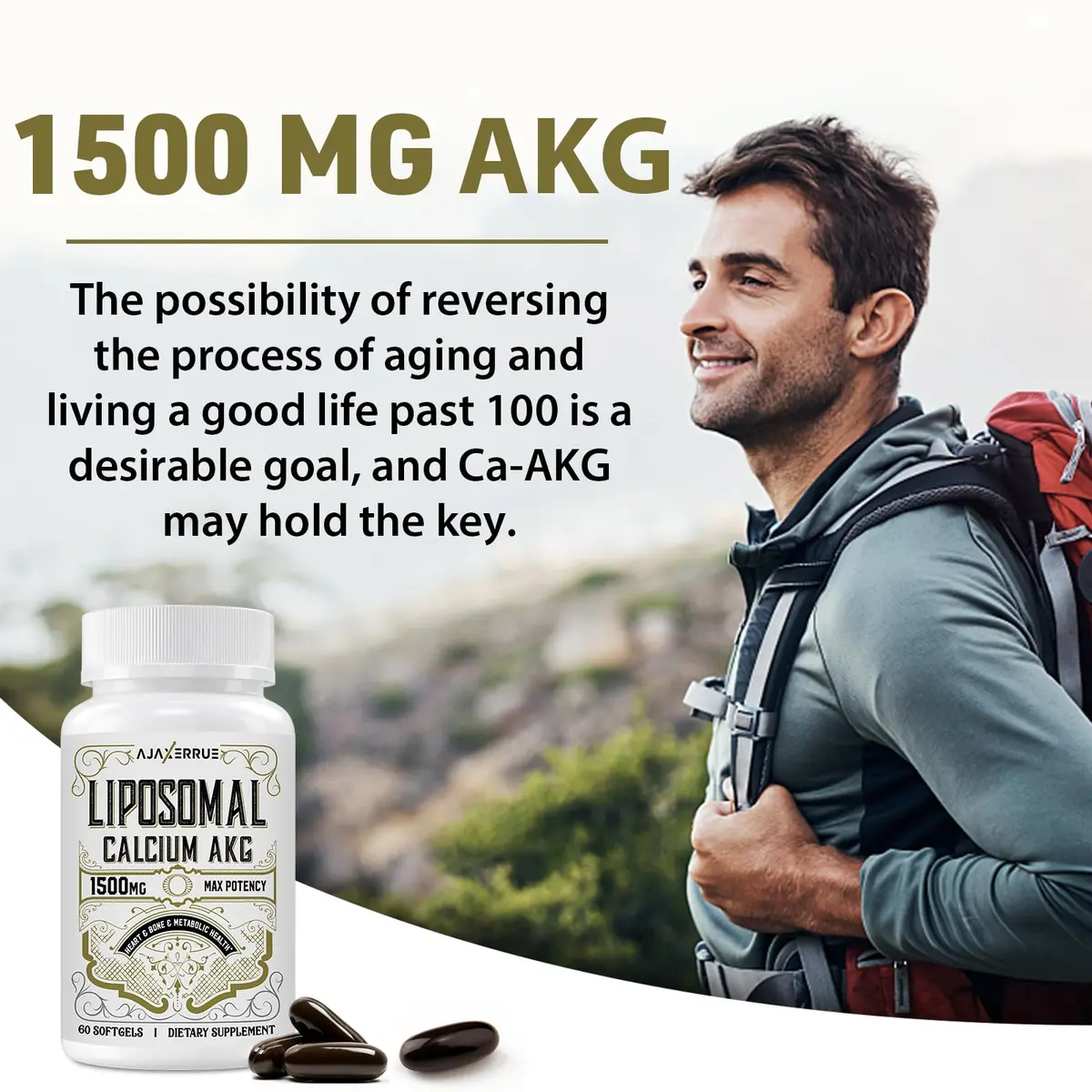 AJAXERRUE Liposomal Calcium AKG Supplement 1500 MG | High Absorption for Longevity & Energy - view 8
