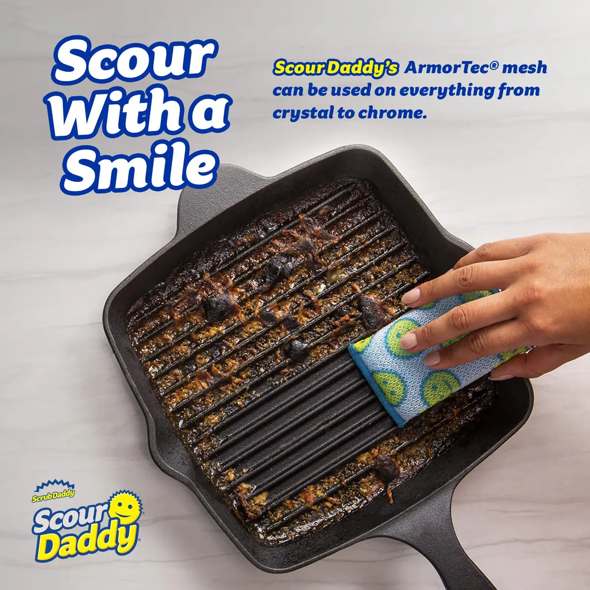 Scrub Daddy Scour Daddy XL | Heavy Duty Non Scratch Mesh Sponge for Kitchen & Bathroom Cleaning - view 6