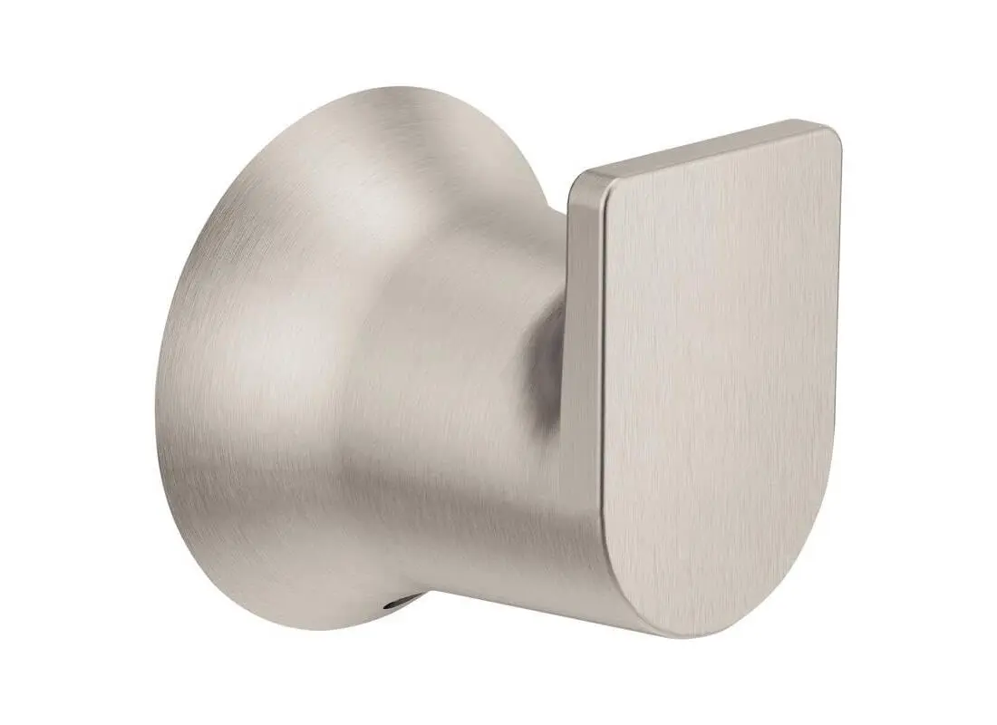 Moen Genta Single Hook Robe Hook in Brushed Nickel | 30 lbs Capacity, Wall Mount, Zinc Material - main product image