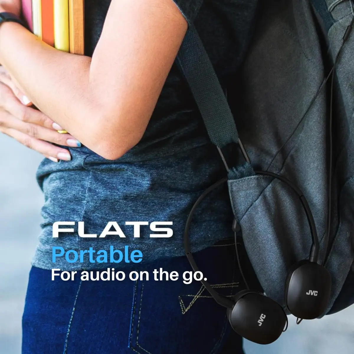 JVC Flats Foldable On-Ear Headphones with Mic & Remote, 30mm Drivers, Adjustable Black | Wired Headset for Calls & Music - view 5