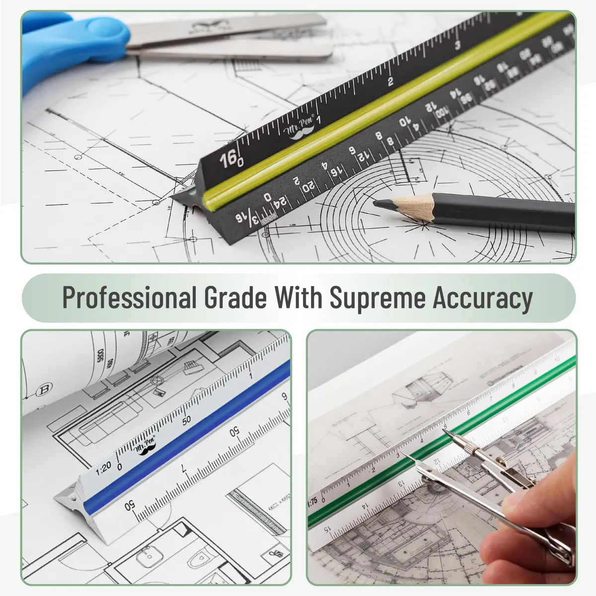 Mr. Pen Architectural Scale Ruler 12 Inch (30 cm) 3-Pack | Precision Drafting Tool for Architects & Engineers - view 5