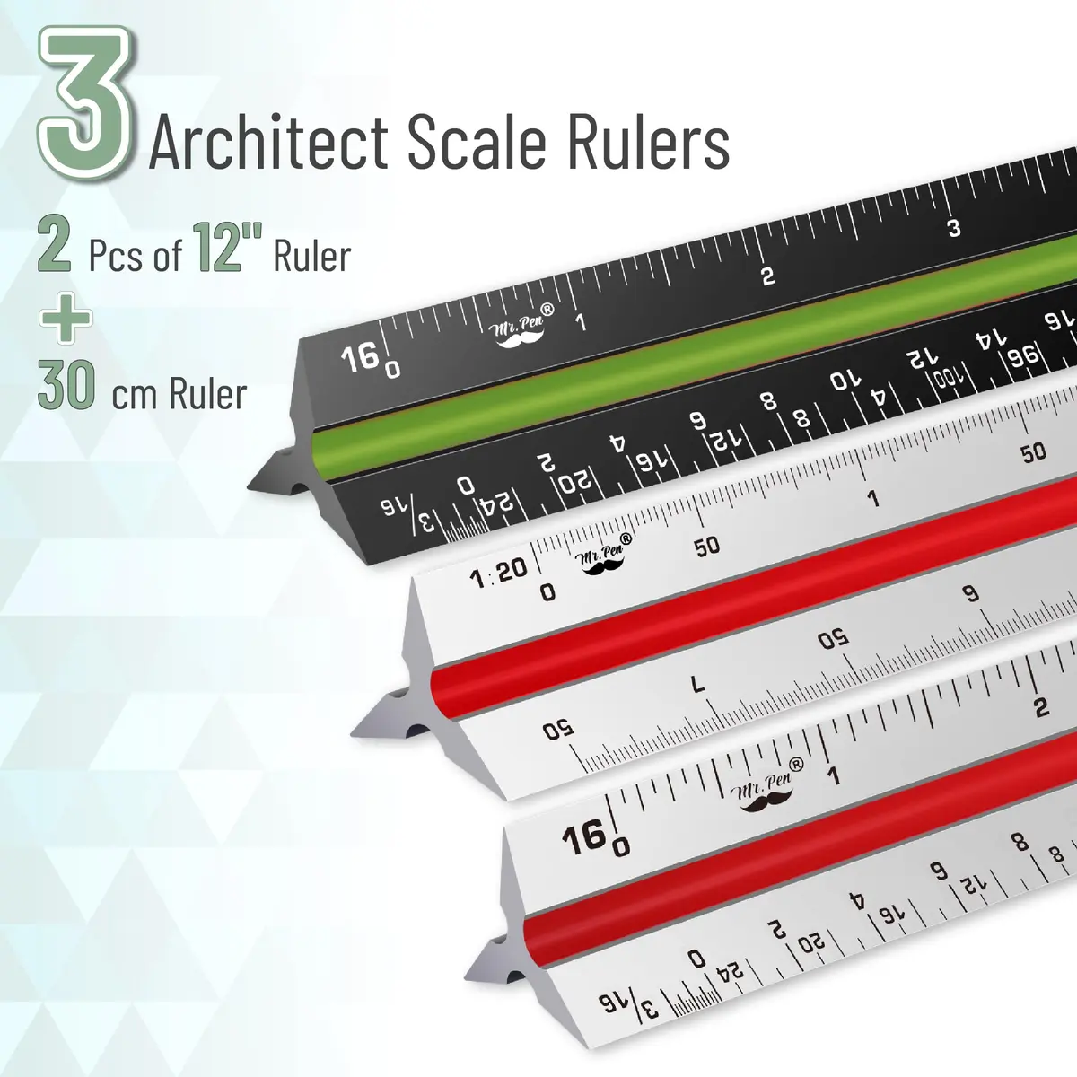 Mr. Pen Architectural Scale Ruler 12 Inch (30 cm) 3-Pack | Precision Drafting Tool for Architects & Engineers - view 2