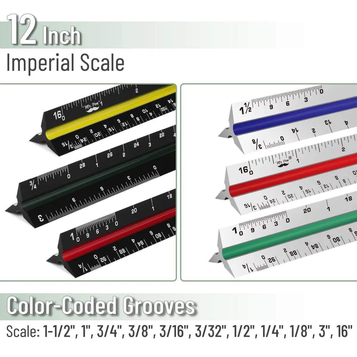 Mr. Pen Architectural Scale Ruler 12 Inch (30 cm) 3-Pack | Precision Drafting Tool for Architects & Engineers - view 3