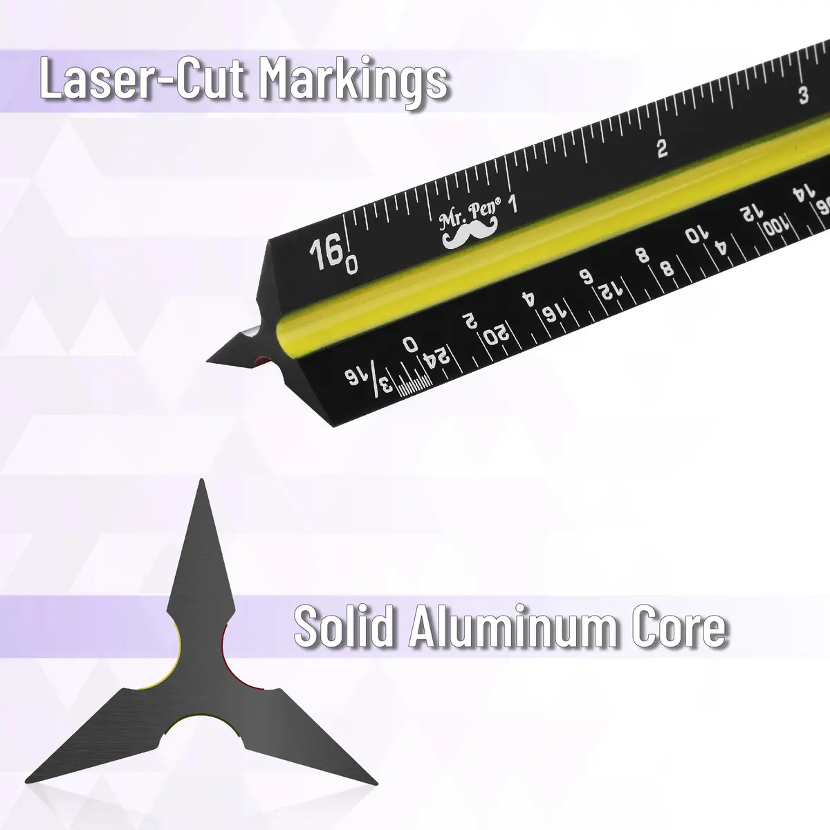 Mr. Pen Architectural Scale Ruler 12 Inch (30.48 cm) 2-Pack Black & Silver | Precise Imperial Measurements for Architects & Engineers - view 5