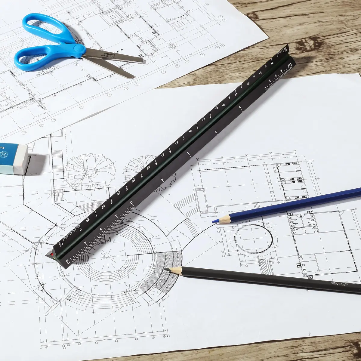 Mr. Pen Architectural Scale Ruler 12 Inch (30.48 cm) 2-Pack Black & Silver | Precise Imperial Measurements for Architects & Engineers - view 8