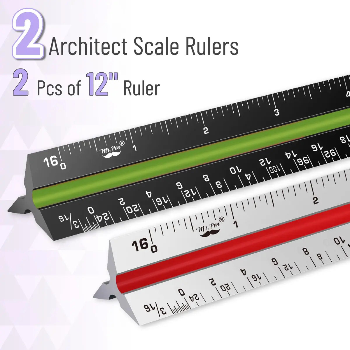 Mr. Pen Architectural Scale Ruler 12 Inch (30.48 cm) 2-Pack Black & Silver | Precise Imperial Measurements for Architects & Engineers - view 2