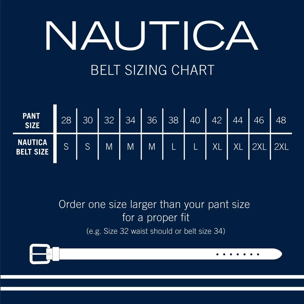 Nautica Mens Stripe Stretch Webbing Belt | Elastic | Leather Tab | Adjustable | Classic | Everyday | Business | Work | Casual | Metal Buckle - Navy/Red, Large - view 6