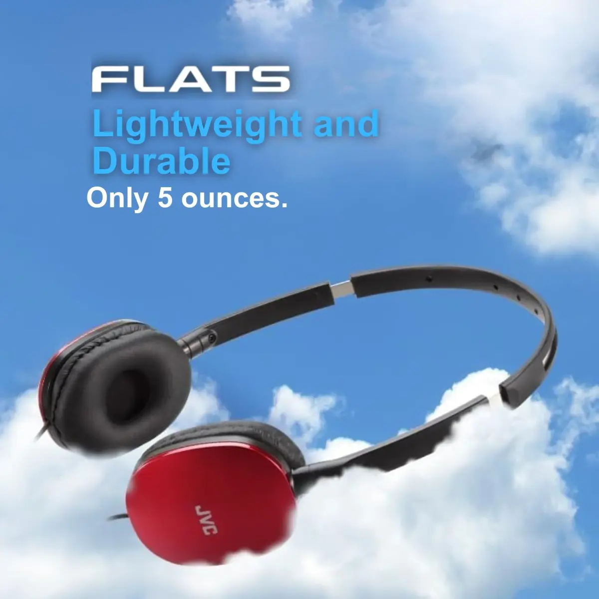 JVC Flats On-Ear Wired Headphones with Mic & Remote, 30mm Driver, Foldable Design, 1.2m (3.94ft) Gold-Plated Cable | Red - view 6