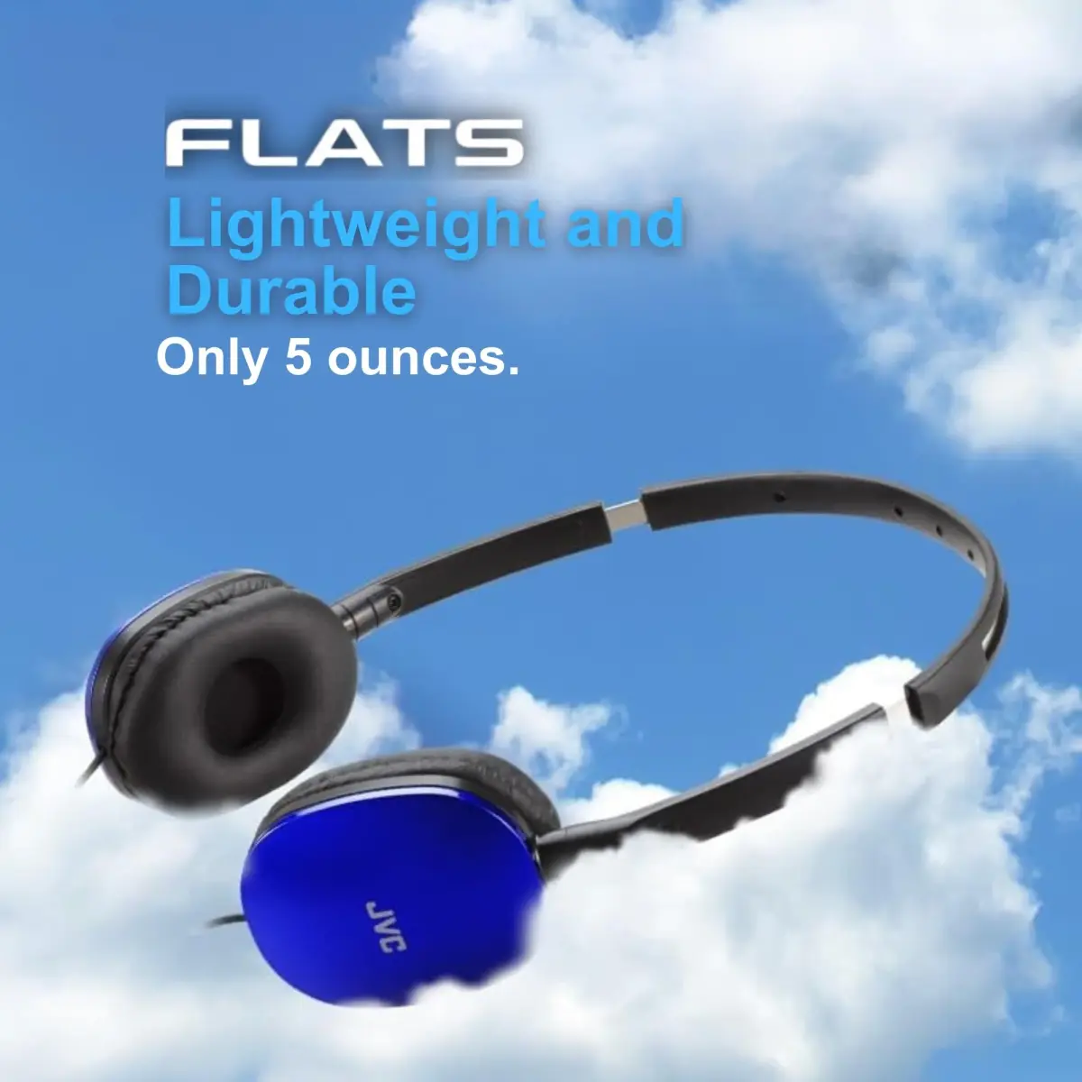 JVC HAS160MA Blue Flat Foldable On-Ear Headphones with Mic & Remote | 30mm Dynamic Drivers, 1.2m (3.94ft) Cable - view 6