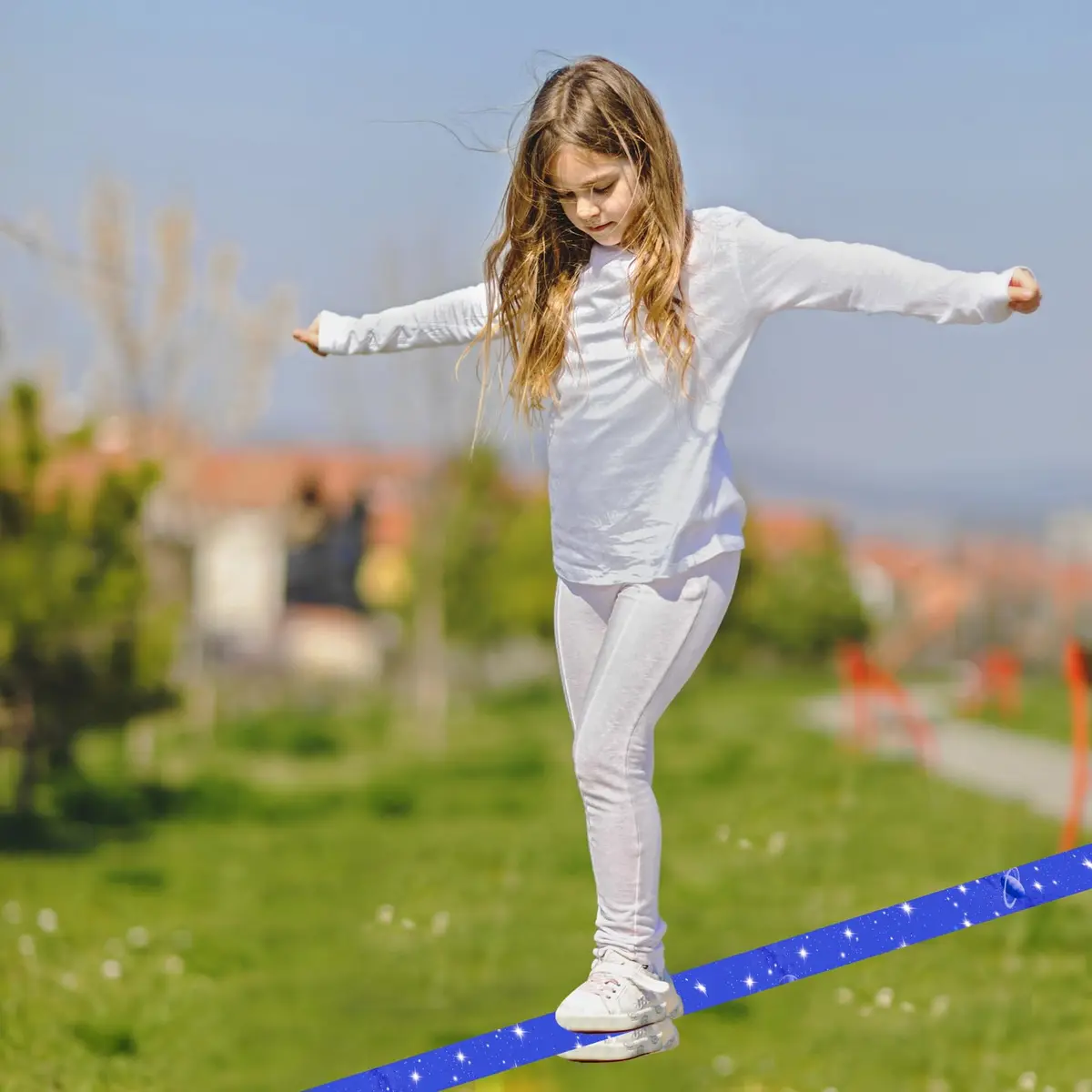 Just.smile 60ft Slackline Kit with Tree Protectors, Training Straps & Carry Bag | 2-inch Main Line, 440lb Capacity - view 6