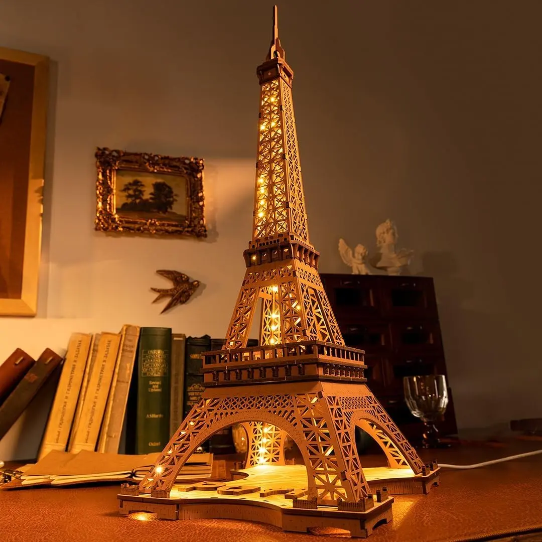 ROBOTIME 3D Puzzle for Adults DIY Model Building Kit Wooden Eiffel Tower | Elegant Architecture Toy - view 2