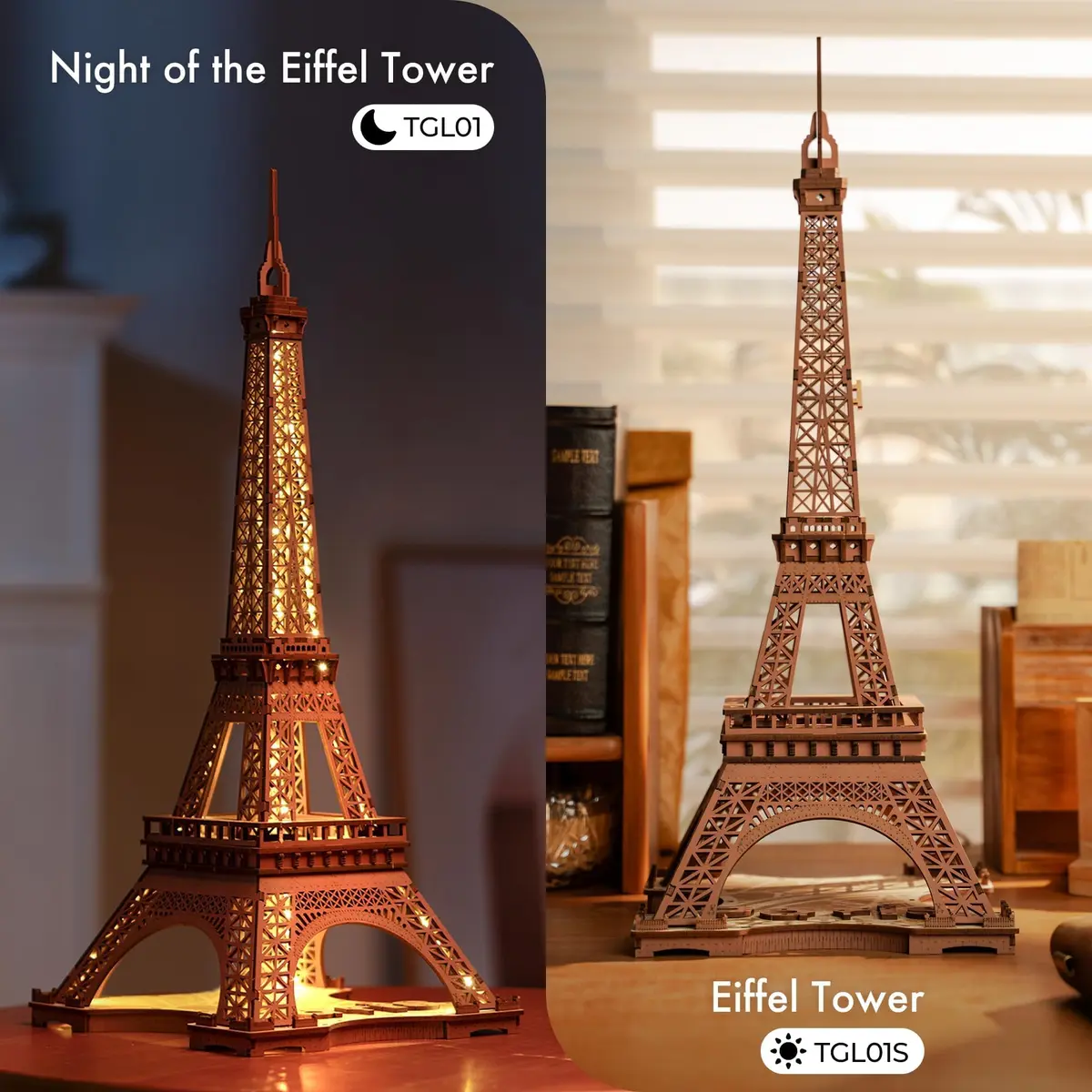 ROBOTIME 3D Puzzle for Adults DIY Model Building Kit Wooden Eiffel Tower | Elegant Architecture Toy - view 3