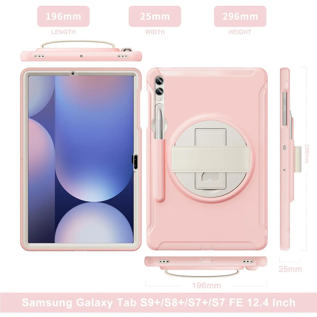 Junfire Protective Case for Samsung Galaxy Tab S9 Plus/S8 Plus/S7Plus/S7FE/S9 FE Plus | 12.4'' Tablet Cover with Kickstand & Stylus Holder - view 9