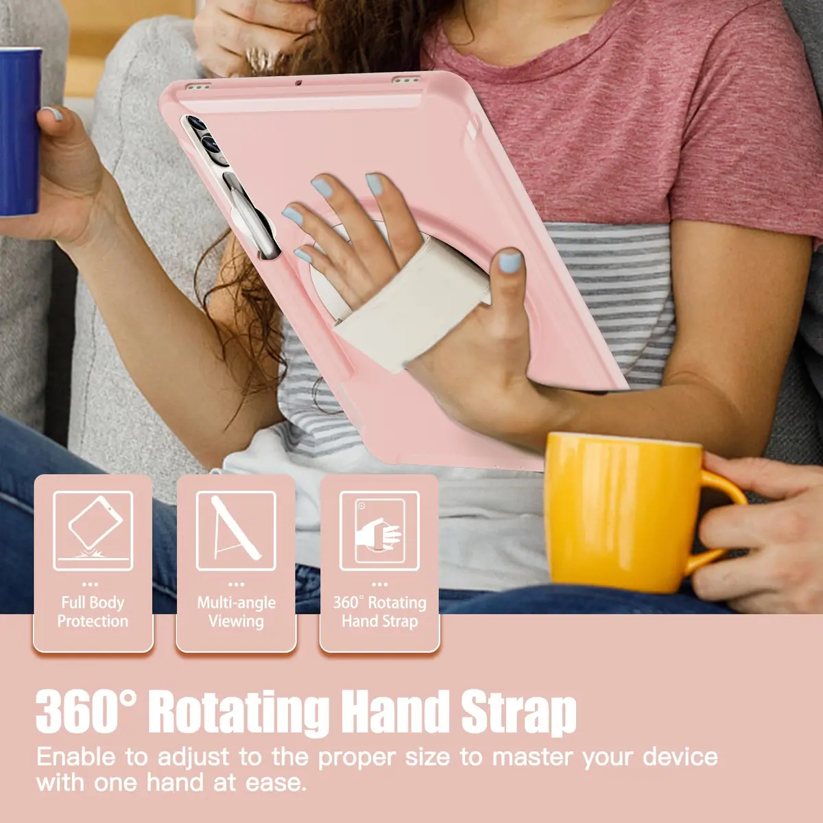 Junfire Protective Case for Samsung Galaxy Tab S9 Plus/S8 Plus/S7Plus/S7FE/S9 FE Plus | 12.4'' Tablet Cover with Kickstand & Stylus Holder - view 3