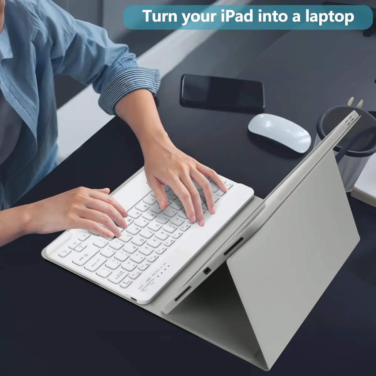 TQQ Keyboard Case for iPad Air 13" & Pro 12.9" | Compatibility & Auto Wake (70-120c) - view 6
