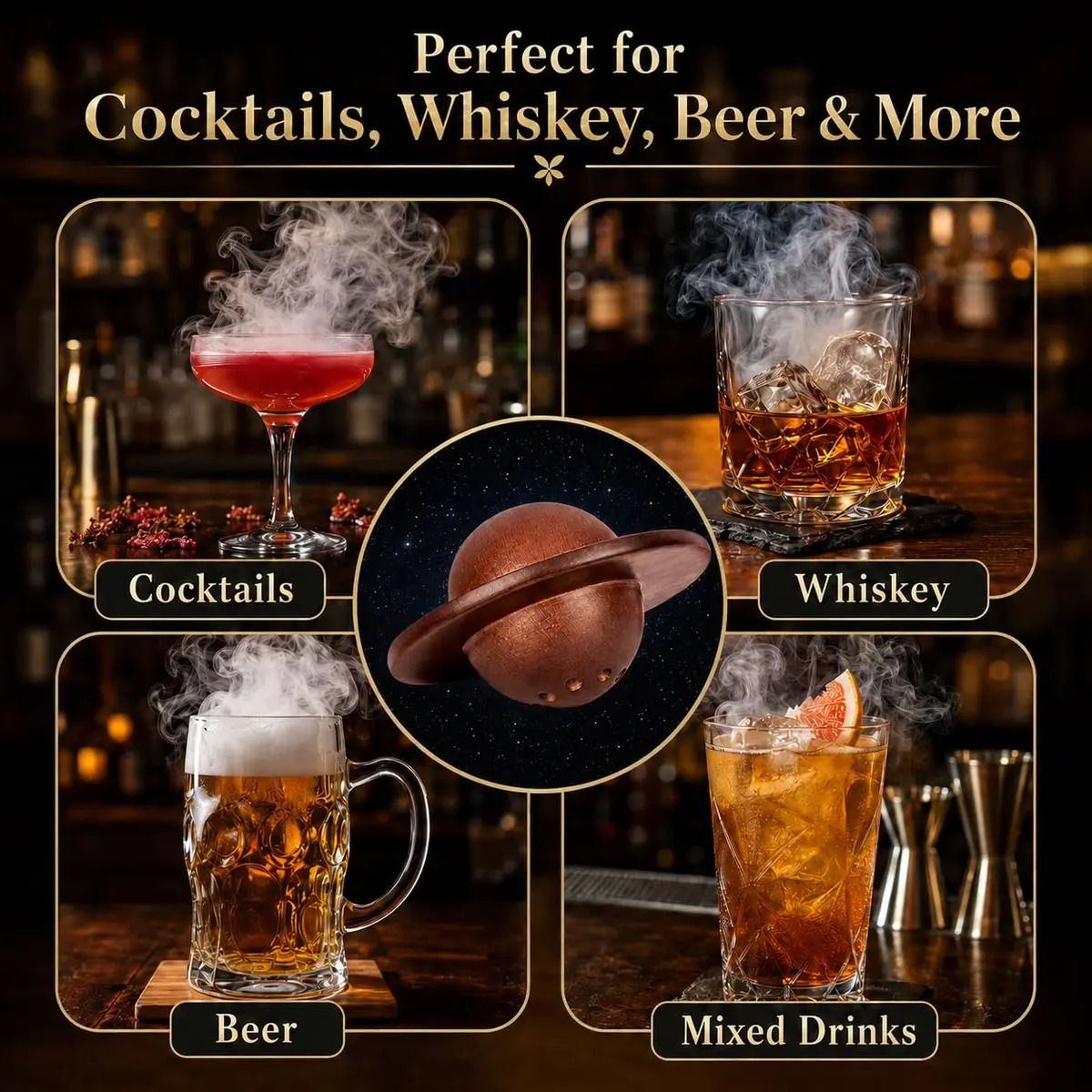 Grovind Cocktail Smoker Kit with Torch & Wood Chips | Stainless Steel & Wood - view 9