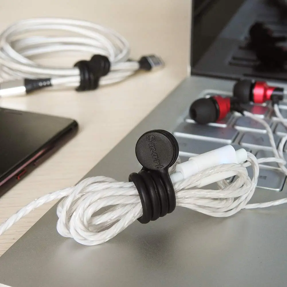 Smart&Cool Black Silicone Magnetic Cable Ties 18.2cm (7.16'') | Organize Cables & More - view 5