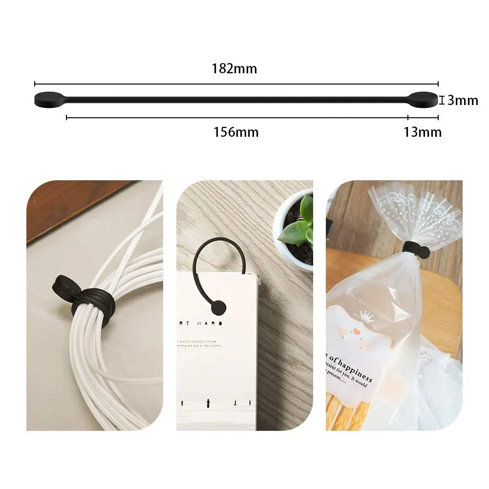 Smart&Cool Black Silicone Magnetic Cable Ties 18.2cm (7.16'') | Organize Cables & More - view 3