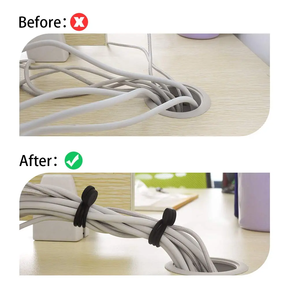 Smart&Cool Black Silicone Magnetic Cable Ties 18.2cm (7.16'') | Organize Cables & More - view 4