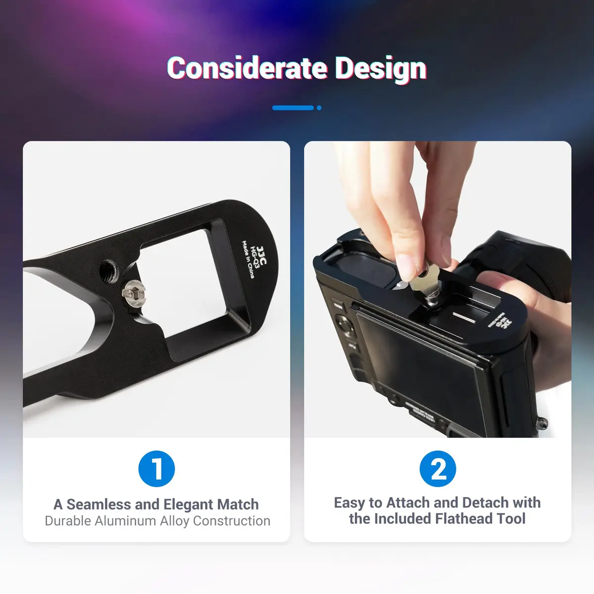 JJC Metal Hand Grip Handgrip L Bracket for Leica Q3/Q3 43 Cameras | Comfortable, Secure Hold - view 3