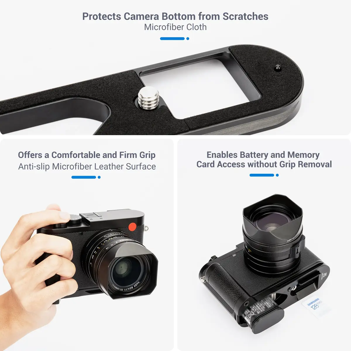 JJC Metal Hand Grip Handgrip L Bracket for Leica Q3/Q3 43 Cameras | Comfortable, Secure Hold - view 4
