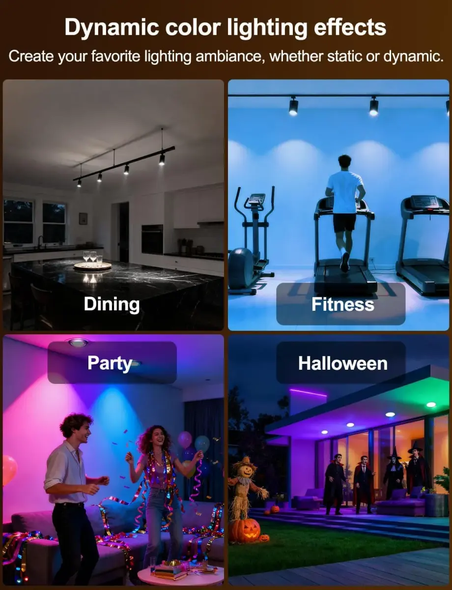 ILC GU10 LED Light Bulb, 5W Color Changing RGB + 5000K Daylight White, 450 Lumens, 45° Beam Angle, Pack of 4 | Dimmable Smart Lighting - view 5