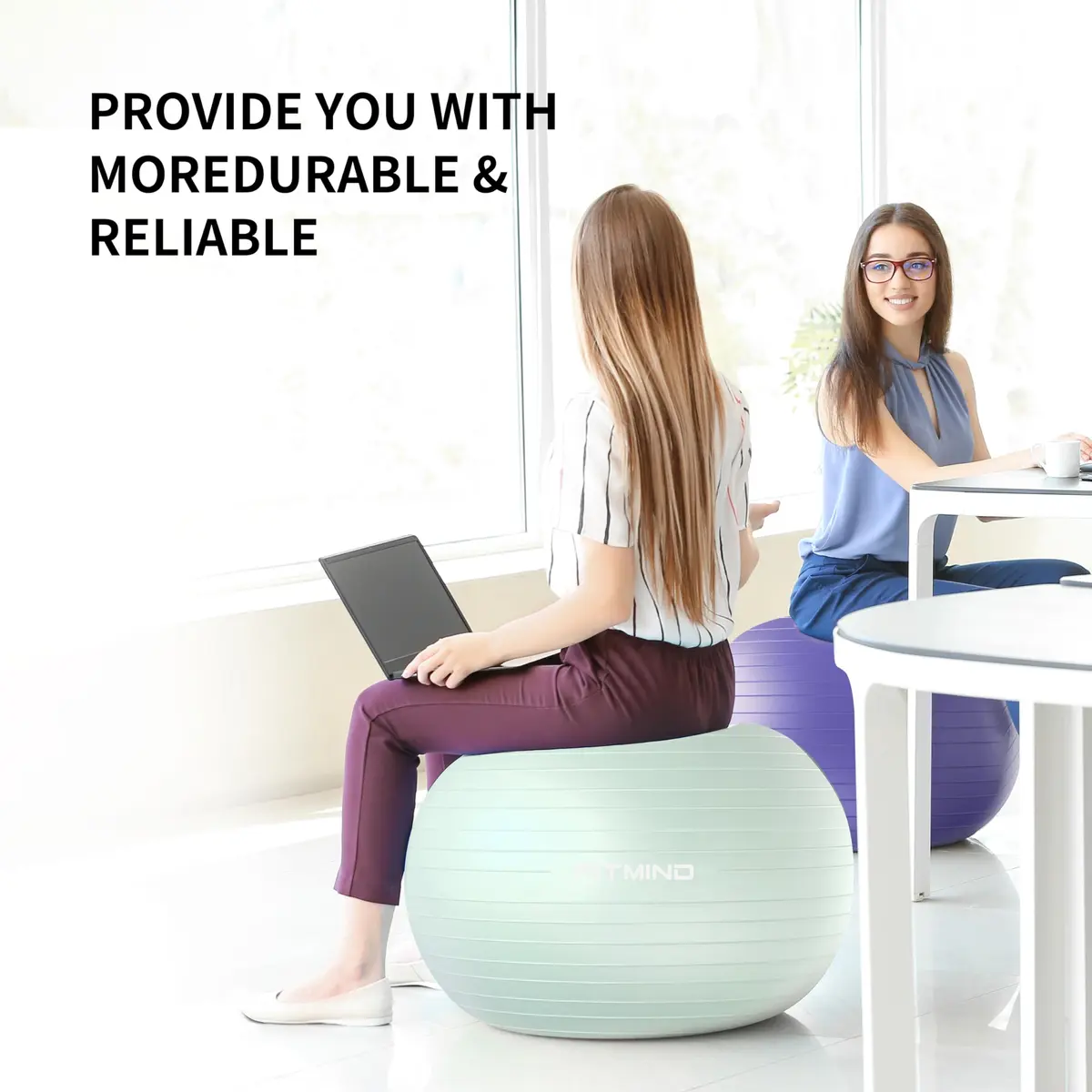 FITMIND Extra Thick Exercise Ball 65cm | Anti-Burst, Slip-Resistant, Pregnancy Support - view 8
