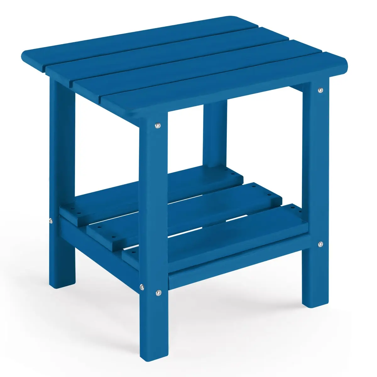 ABCPATIO Patio Side Table HDPE Double Layer Storage Square Dark Blue | Weather-Resistant & Heavy-Duty - main product image