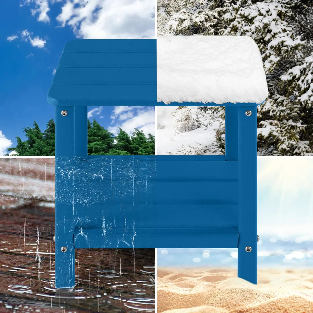 ABCPATIO Patio Side Table HDPE Double Layer Storage Square Dark Blue | Weather-Resistant & Heavy-Duty - view 3