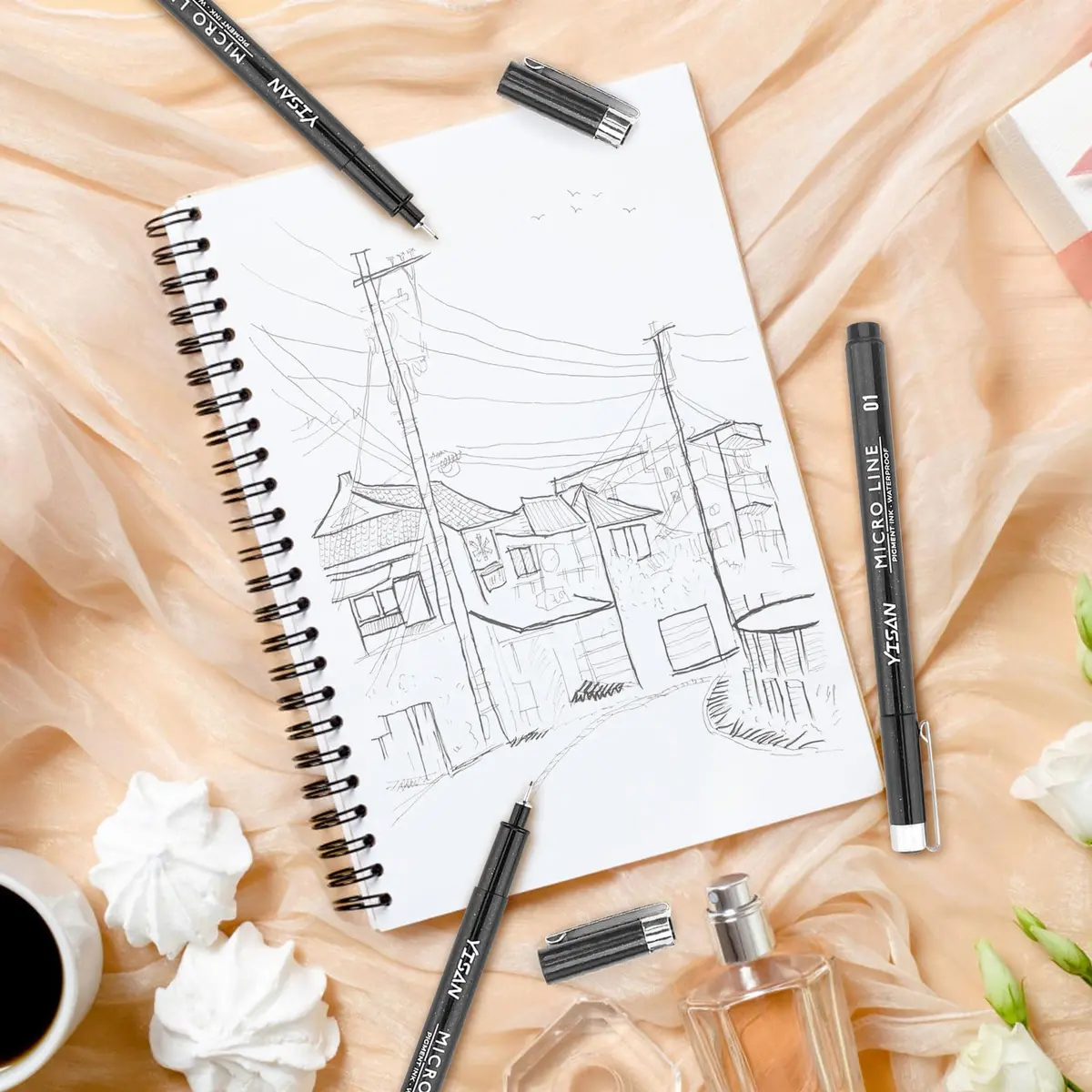 YISAN Ultra Fine Tip Pens Black 0.25mm | No Bleed, Precise Drawing, 6 PCS - view 5