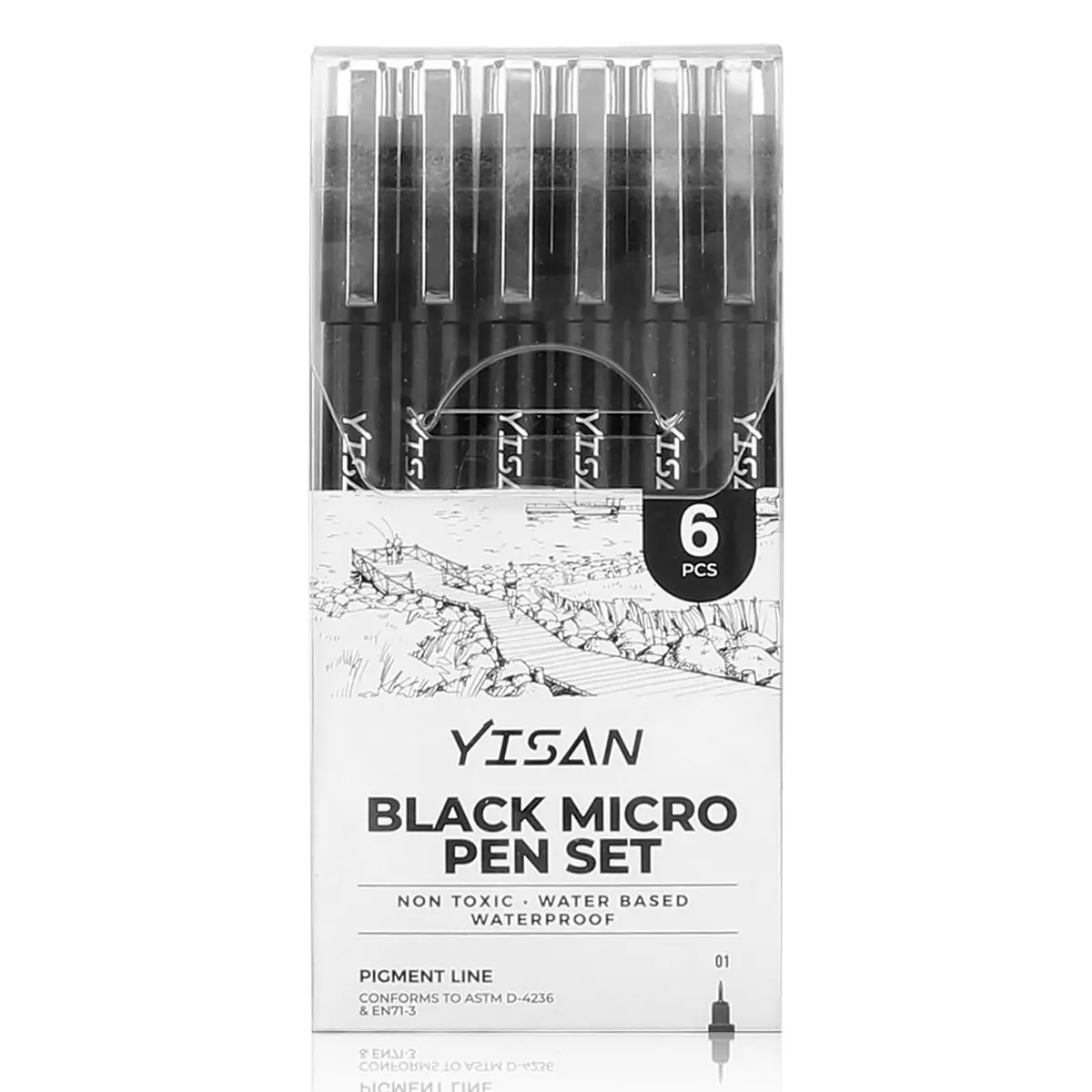 YISAN Ultra Fine Tip Pens Black 0.25mm | No Bleed, Precise Drawing, 6 PCS - view 6