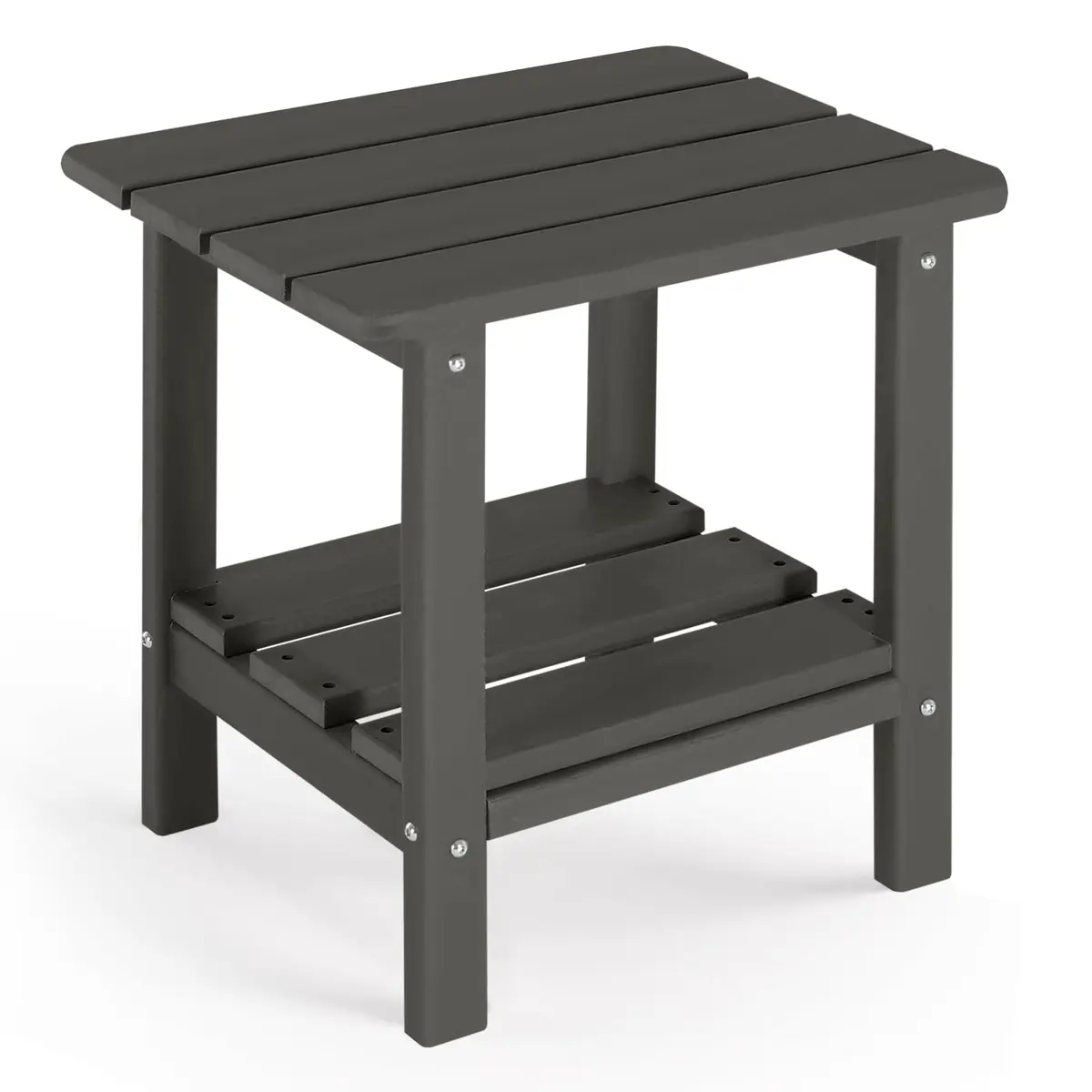 ABCPATIO Patio Side Table HDPE Double Layer Storage Square Dark Gray | Weather-Resistant & Easy to Assemble - main product image