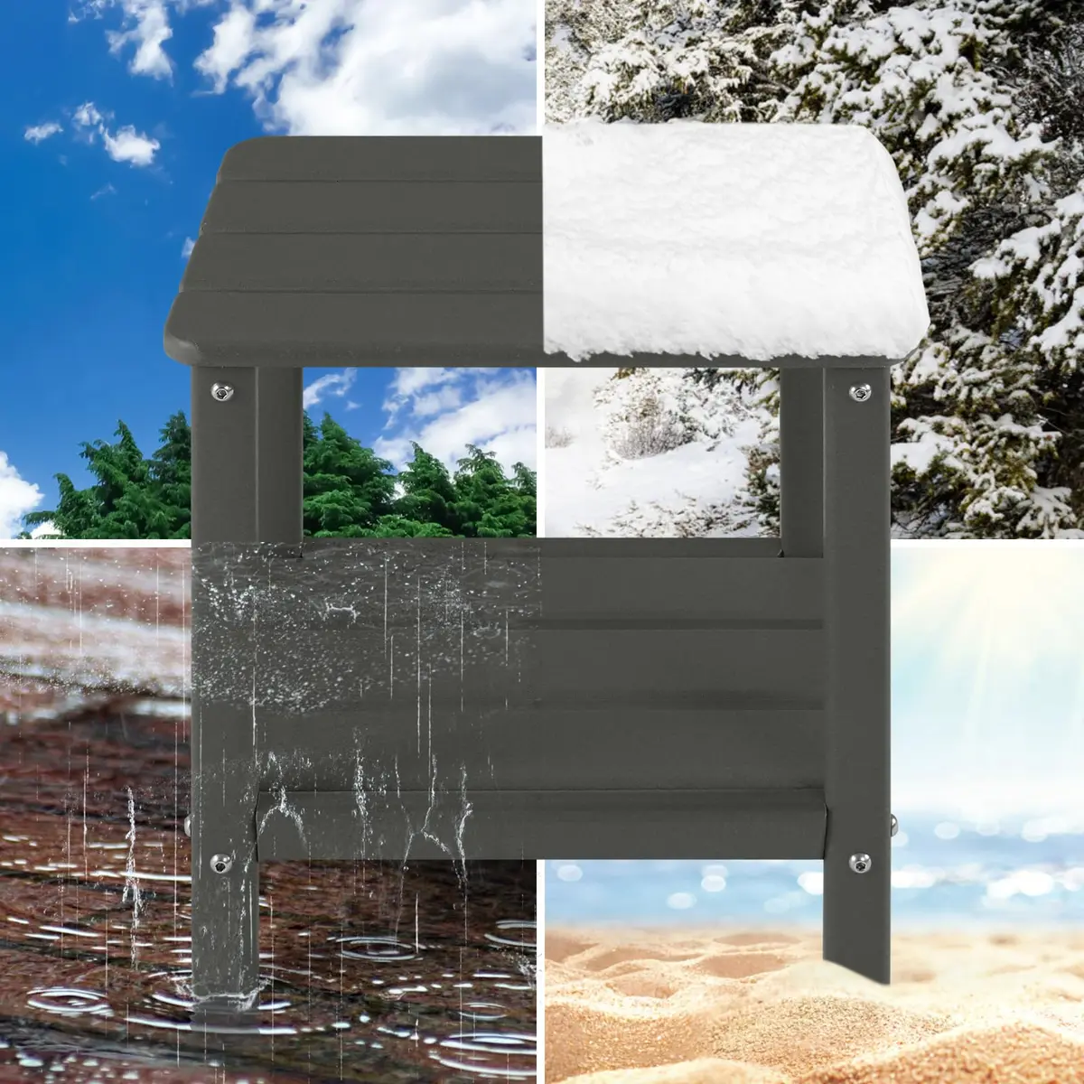 ABCPATIO Patio Side Table HDPE Double Layer Storage Square Dark Gray | Weather-Resistant & Easy to Assemble - view 3