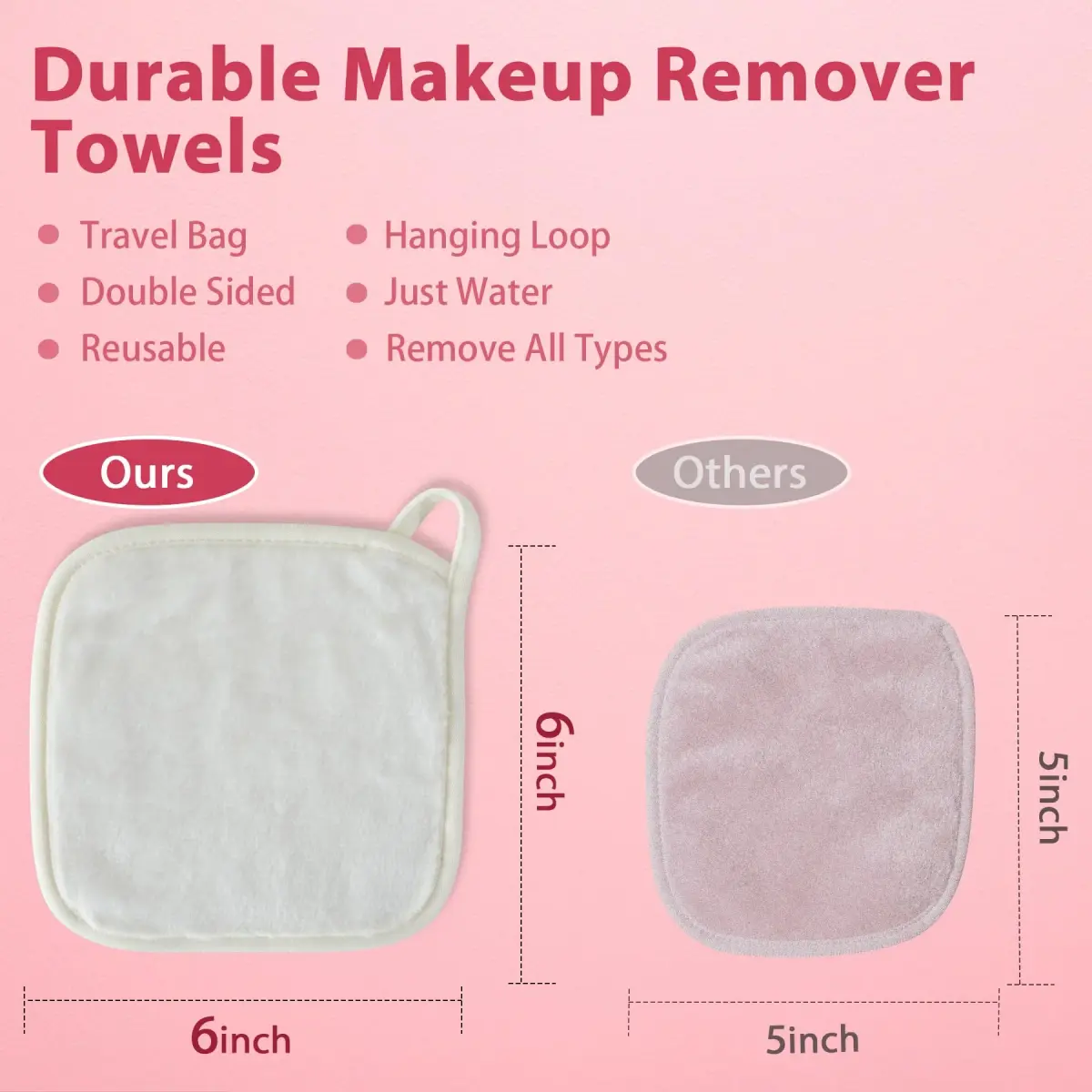 Natwag Makeup Remover Cloths 15cm x 15cm (6" x 6") | Gentle Microfiber Face Washcloths for All Skin Types, 12 Pack - view 6