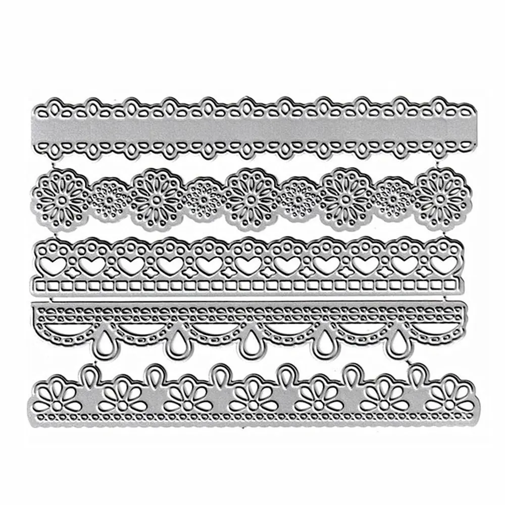 NVZBL 5pcs Lace Border Cutting Dies, Flower Love Heart Lace Die Cuts 12cm x 15cm | Metal Embossing Stencils for Card Scrapbooking - main product image