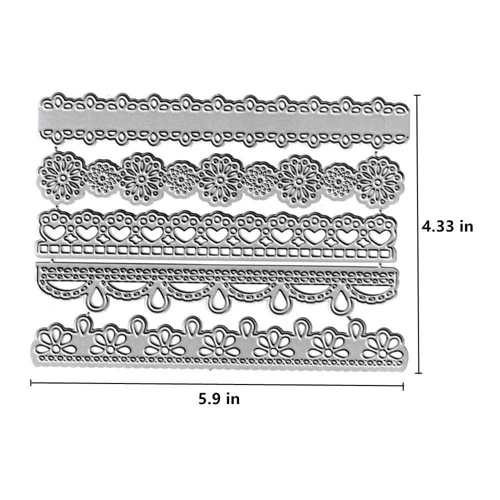NVZBL 5pcs Lace Border Cutting Dies, Flower Love Heart Lace Die Cuts 12cm x 15cm | Metal Embossing Stencils for Card Scrapbooking - view 2