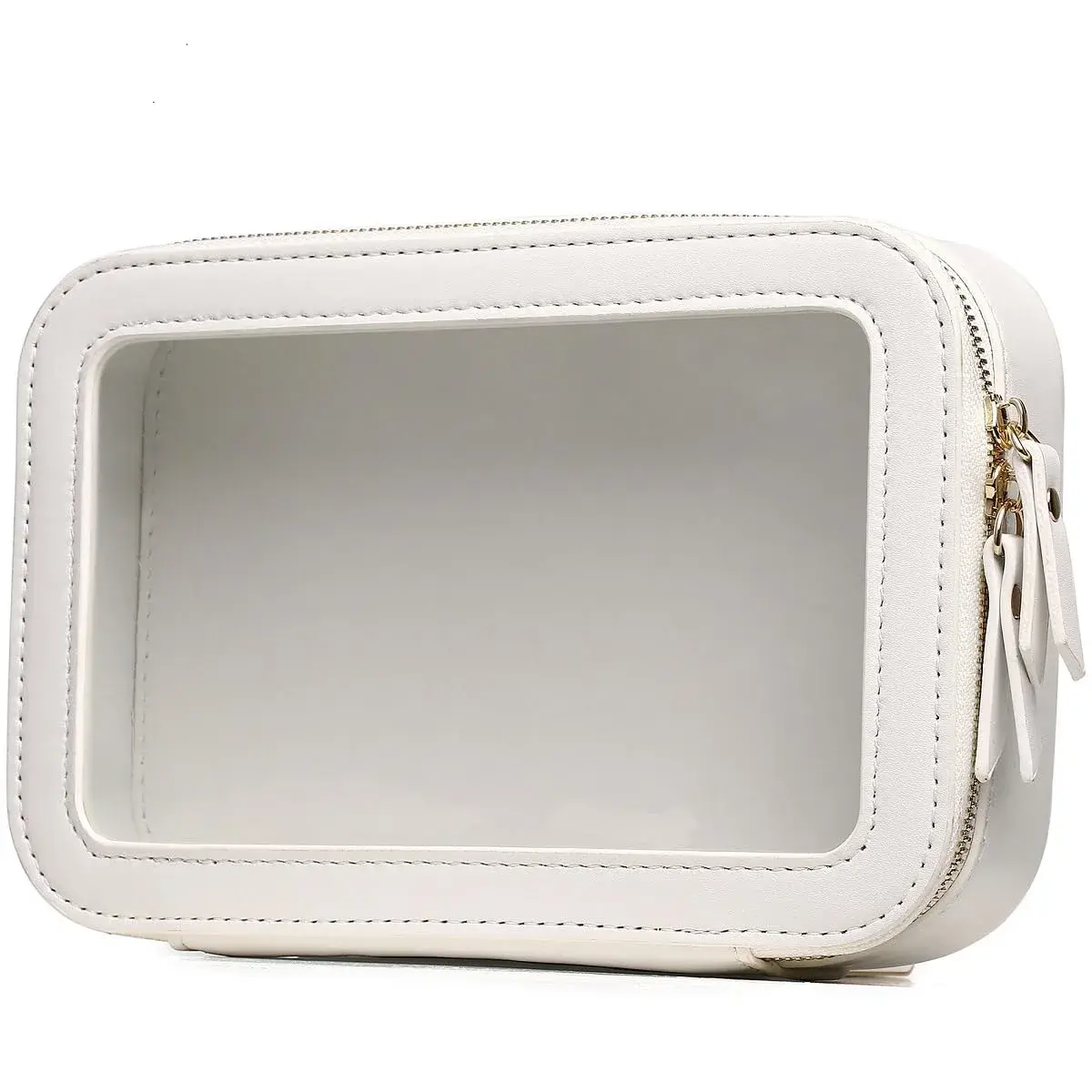 Pinkmik Small White Clear Makeup Bag | TSA Approved Travel Cosmetic Case - main product image