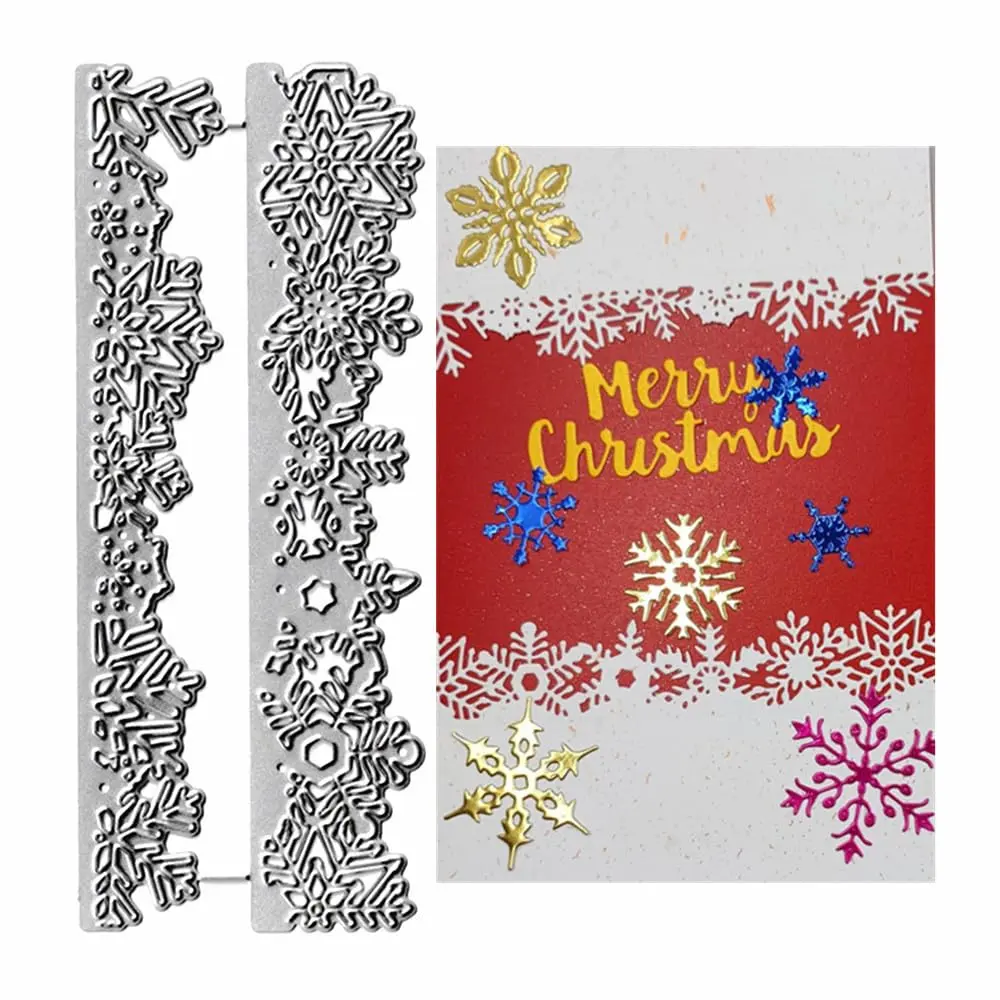 NVZBL Snowflake Lace Cutting Dies 2pcs | Winter Snow Border Embossing Stencils for Scrapbooking & DIY Crafts - main product image