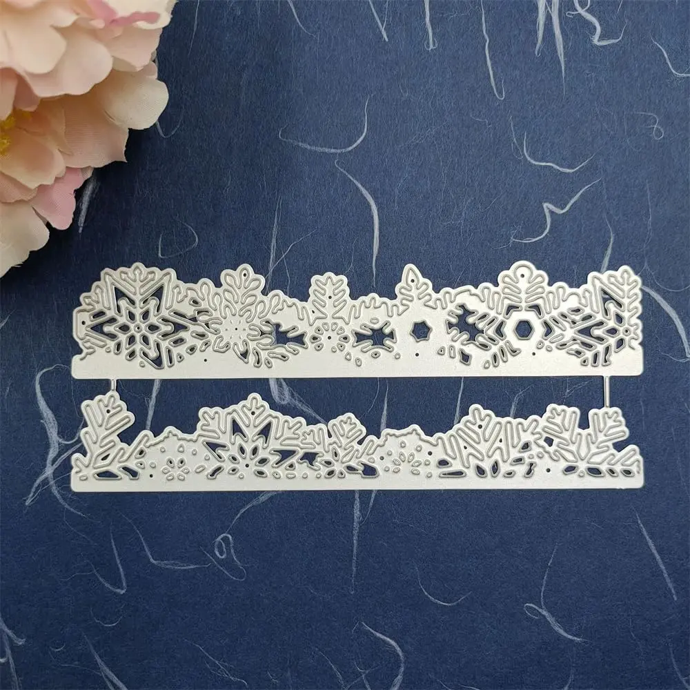 NVZBL Snowflake Lace Cutting Dies 2pcs | Winter Snow Border Embossing Stencils for Scrapbooking & DIY Crafts - view 5