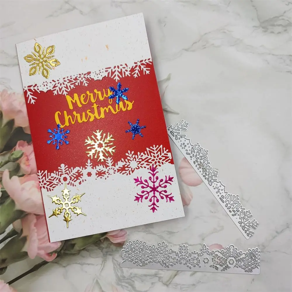 NVZBL Snowflake Lace Cutting Dies 2pcs | Winter Snow Border Embossing Stencils for Scrapbooking & DIY Crafts - view 3