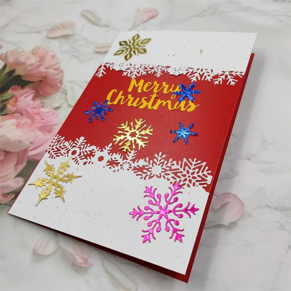 NVZBL Snowflake Lace Cutting Dies 2pcs | Winter Snow Border Embossing Stencils for Scrapbooking & DIY Crafts - view 4