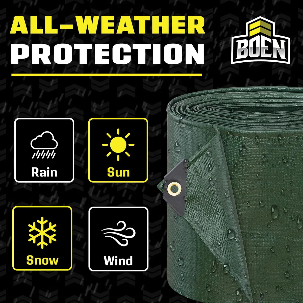 Boen Heavy Duty Tarp Waterproof 20x20 | 16 Mil Rip Proof Cover UV - view 5