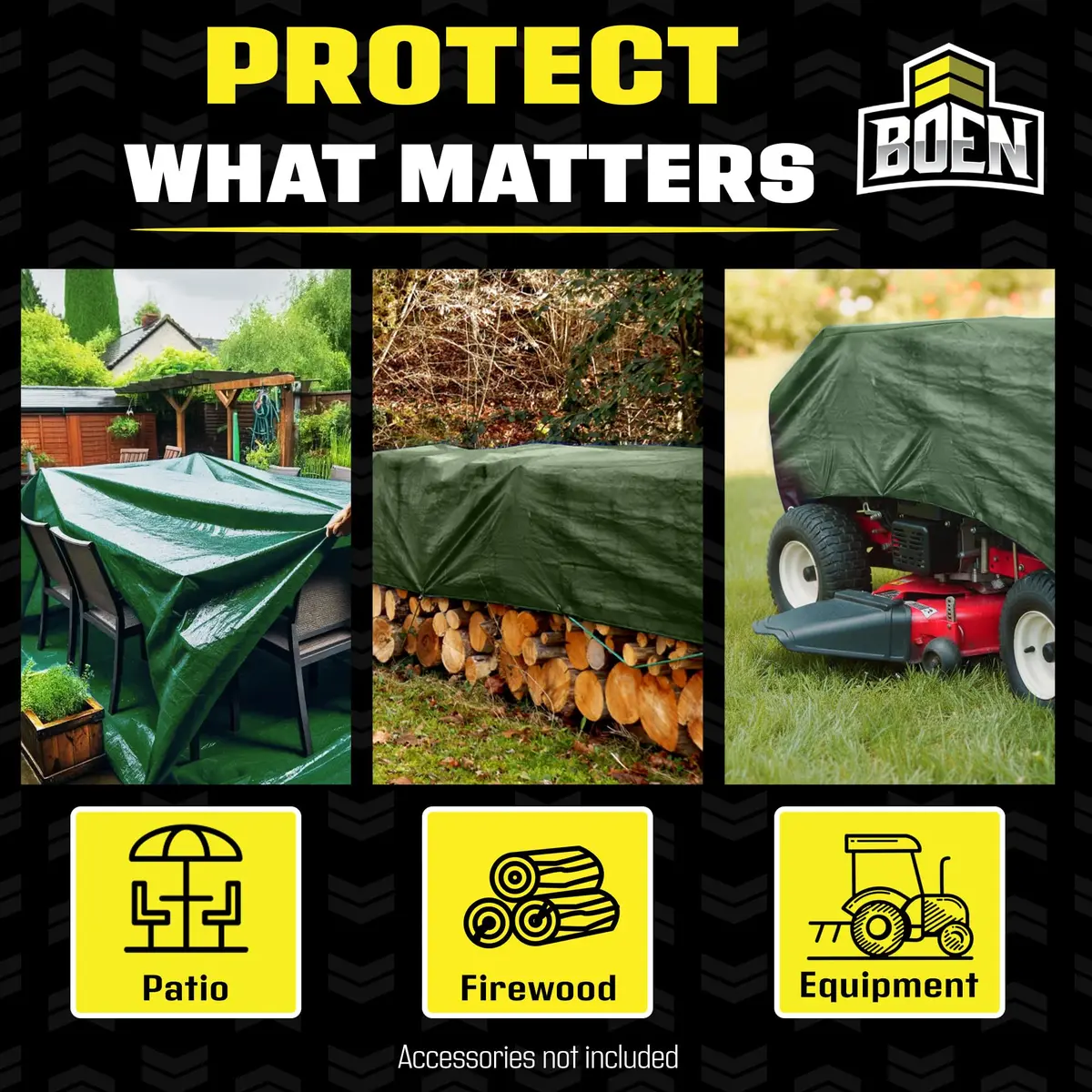 Boen Heavy Duty Tarp Waterproof 20x20 | 16 Mil Rip Proof Cover UV - view 6