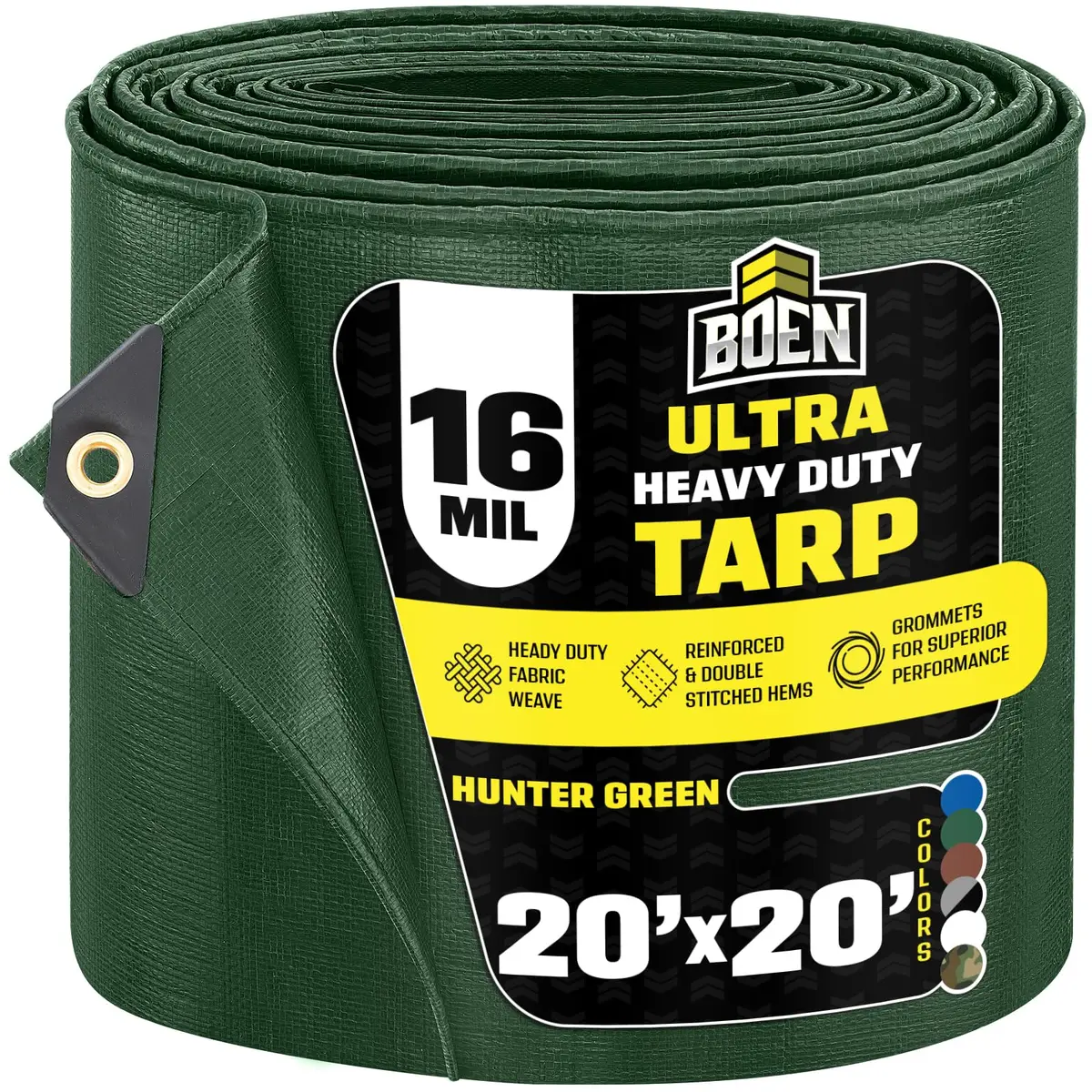 Boen Heavy Duty Tarp Waterproof 20x20 | 16 Mil Rip Proof Cover UV - main product image