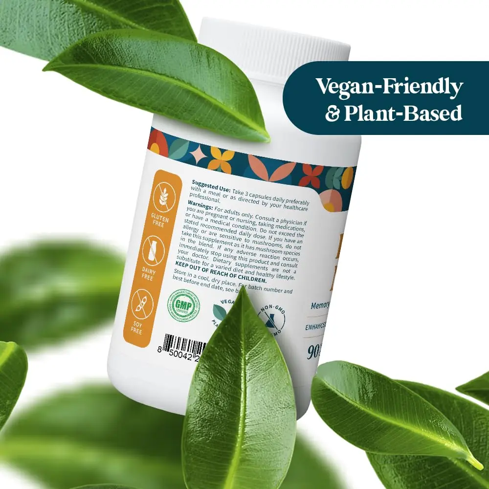 Pattern Wellness Lion’s Mane Mushroom Supplement – 90 Vegan Capsules | Brain & Immune Support - view 8
