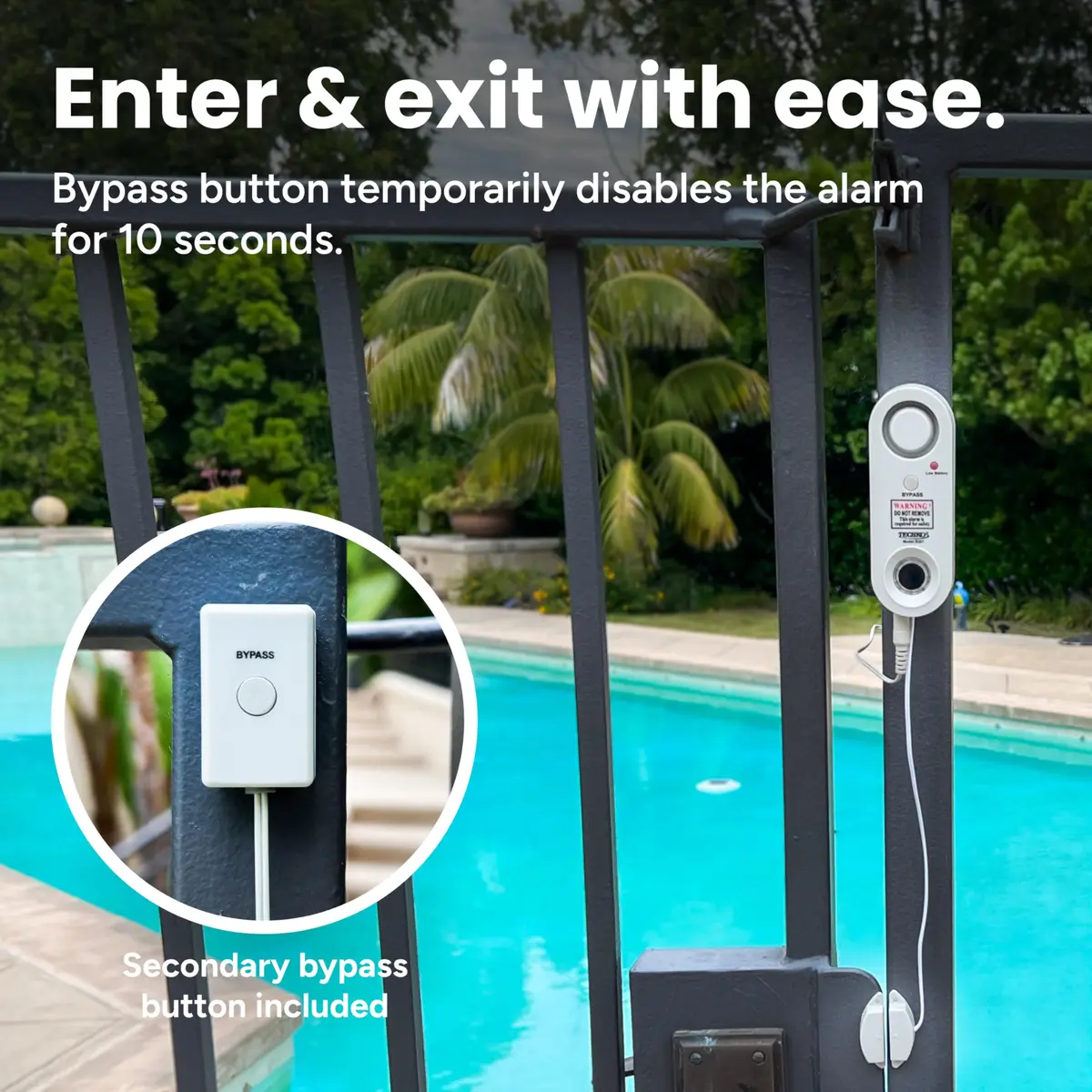 TECHKO ALARM S287 | Weather-Resistant Indoor/Outdoor Pool Alarm with LED Strobe & 115 dB Siren - view 5