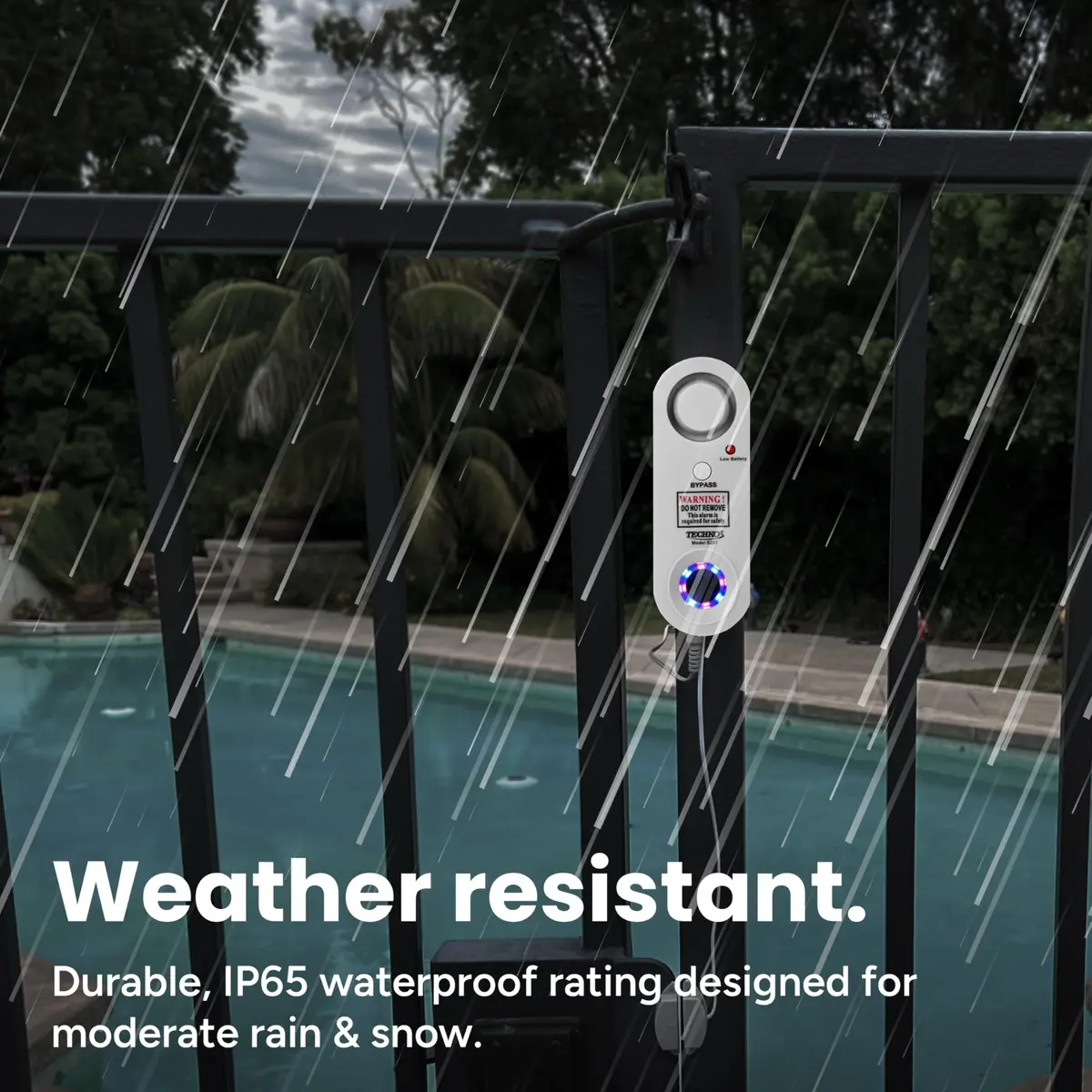 TECHKO ALARM S287 | Weather-Resistant Indoor/Outdoor Pool Alarm with LED Strobe & 115 dB Siren - view 6